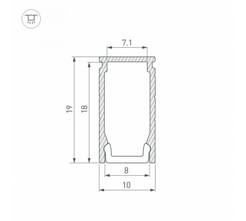 Алюминиевый профиль Arlight LINE-1019-2000 ANOD 053426 Алюминиевый профиль Arlight LINE-1019-2000 ANOD 053426