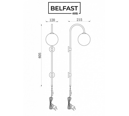 Бра Belfast Bryson 85043-1W BR MT