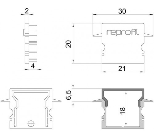 Торцевая заглушка (2 шт.) Deko-Light H-ET-02-15 979152 Торцевая заглушка (2 шт.) Deko-Light H-ET-02-15 979152