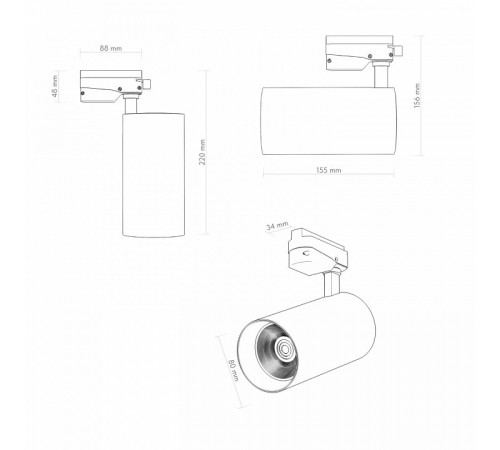 Трековый однофазный светильник Denkirs Solid Koper DK6455-BK