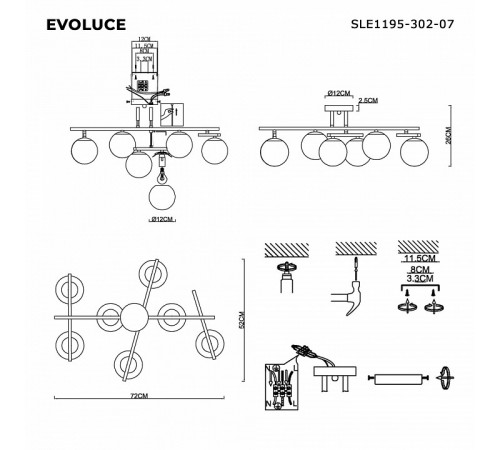 Потолочная люстра Evoluce Sierra SLE1195-302-07