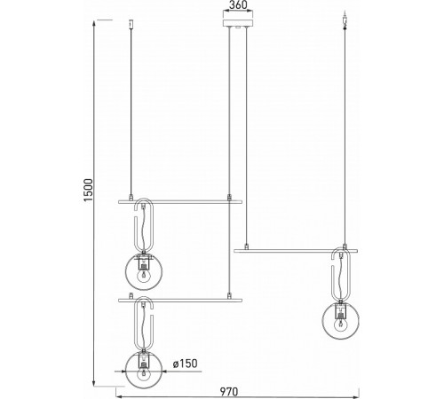 Подвесная люстра Eurosvet Riche 70143/3 черный Smart a060839
