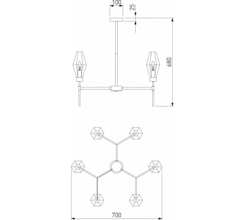 Люстра на штанге Eurosvet Prism 60143/6 латунь a061936