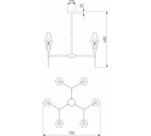 Люстра на штанге Eurosvet Prism 60143/6 хром a061939 Люстра на штанге Eurosvet Prism 60143/6 хром a061939