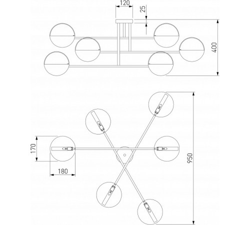 Потолочная люстра Eurosvet Grazia 70148/6 черный/золото Smart a062042