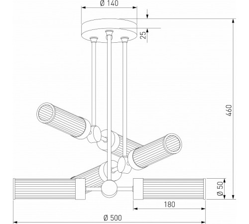 Потолочная люстра Eurosvet Oriens 60166/6 латунь Smart a068071