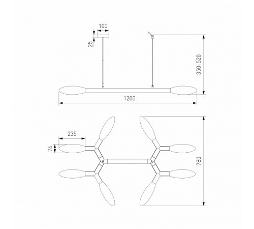 Люстра на штанге Eurosvet Covalent 30180/6 черный Smart a069153