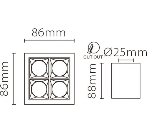 Накладной светильник Fiberli XC002-4T 12120202
