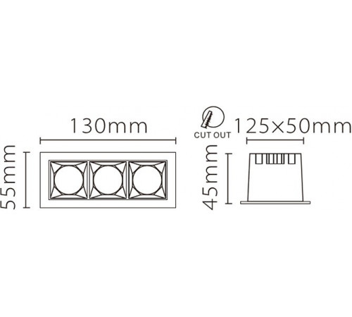 Встраиваемый светильник Fiberli XL003-3T 12130302 Встраиваемый светильник Fiberli XL003-3T 12130302