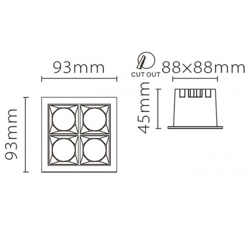 Встраиваемый светодиодный светильник Fiberli XL003-4T(W) 12130306 Встраиваемый светодиодный светильник Fiberli XL003-4T(W) 12130306