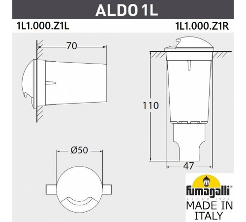 Грунтовый светильник Fumagalli Aldo 1L1.000.000.AXZ1L Грунтовый светильник Fumagalli Aldo 1L1.000.000.AXZ1L