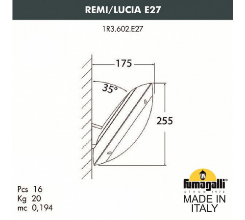 Уличный настенный светильник Fumagalli 1R3.602.000.AYE27