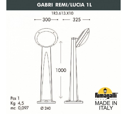 Садовый светильник Fumagalli 1R3.613.X10.LYE27