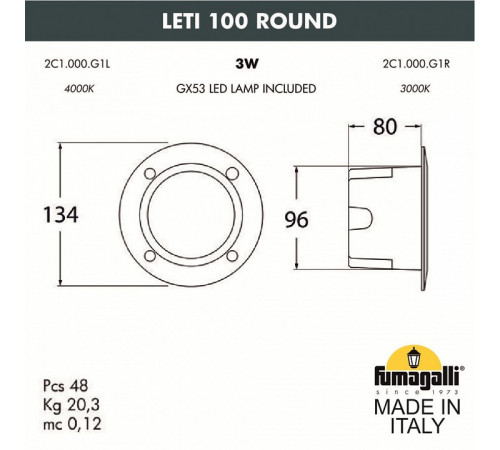 Уличный светодиодный светильник Fumagalli Leti 100 Round-ST 2C4.000.000.LYG1L Уличный светодиодный светильник Fumagalli Leti 100 Round-ST 2C4.000.000.LYG1L