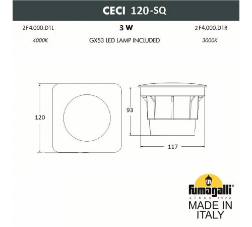 Тротуарный светильник Fumagalli 2F4.000.000.AXG1L Тротуарный светильник Fumagalli 2F4.000.000.AXG1L