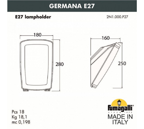 Уличный настенный светодиодный светильник Fumagalli Germana 2N1.000.000.WYF1R Уличный настенный светодиодный светильник Fumagalli Germana 2N1.000.000.WYF1R