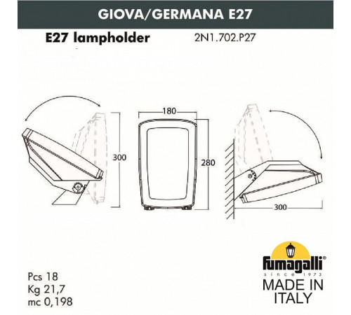 Уличный настенный светодиодный светильник Fumagalli Giova/Germana 2N1.702.000.WYF1R Уличный настенный светодиодный светильник Fumagalli Giova/Germana 2N1.702.000.WYF1R