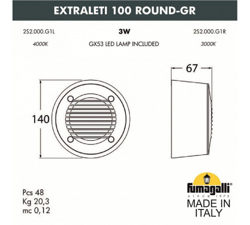 Светильник для подсветки лестниц Fumagalli Leti 2S2.000.000.WYG1L