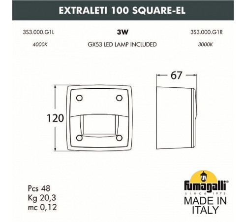Светильник для подсветки лестниц Fumagalli Leti 3S4.000.000.AYG1L