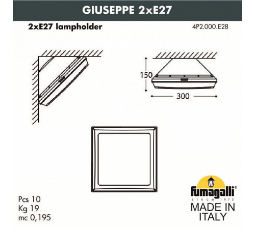 Уличный светильник Fumagalli Guizeppe 4P2.000.G10.LYF1R Уличный светильник Fumagalli Guizeppe 4P2.000.G10.LYF1R