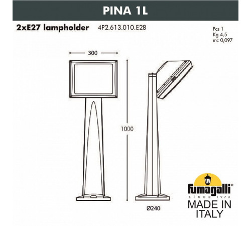 Ландшафтный светильник Fumagalli Guizeppe 4P2.613.010.AYF1R Ландшафтный светильник Fumagalli Guizeppe 4P2.613.010.AYF1R