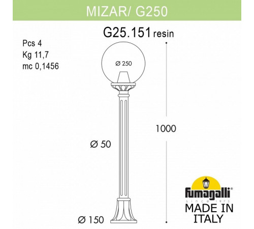 Ландшафтный светильник Fumagalli Globe 250 G25.151.000.WXF1R Ландшафтный светильник Fumagalli Globe 250 G25.151.000.WXF1R