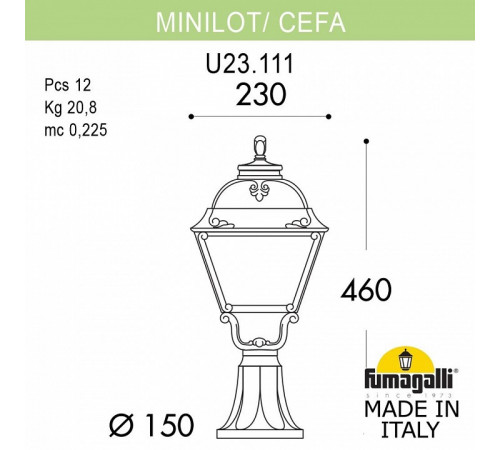 Уличный светильник Fumagalli Minilot/Cefa U23.111.000.AYF1R Уличный светильник Fumagalli Minilot/Cefa U23.111.000.AYF1R