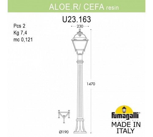 Уличный светильник Fumagalli Aloe R/Cefa U23.163.000.AXF1R Уличный светильник Fumagalli Aloe R/Cefa U23.163.000.AXF1R