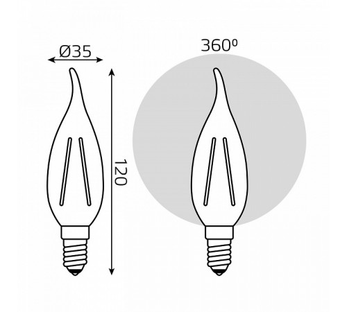 Лампа светодиодная Gauss Filament E14 13W 2700K 104801113