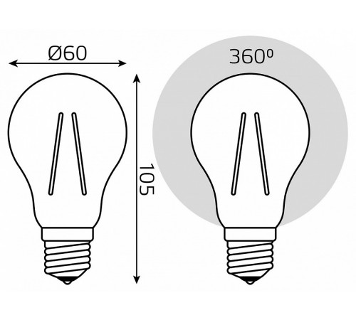 Лампа светодиодная Gauss Filament Elementary E27 9W 2700K 22219 Лампа светодиодная Gauss Filament Elementary E27 9W 2700K 22219