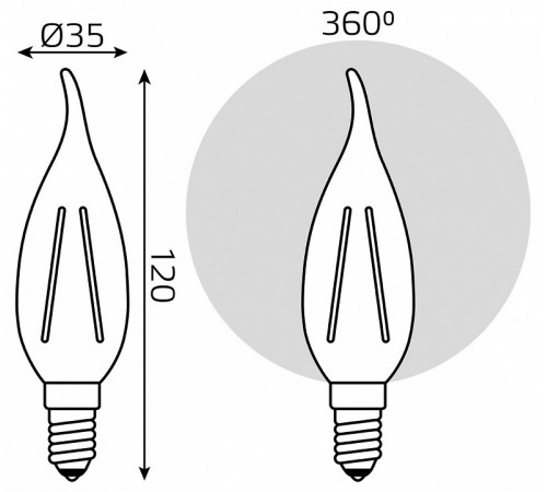 Лампа светодиодная Gauss Filament Elementary E14 12W 4100K 42122 Лампа светодиодная Gauss Filament Elementary E14 12W 4100K 42122
