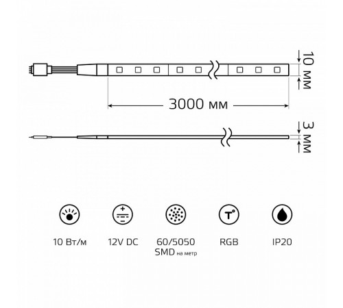 Светодиодная лента Gauss 12В 5050 10Вт/м RGBK 3м IP20 BT054 Светодиодная лента Gauss 12В 5050 10Вт/м RGBK 3м IP20 BT054