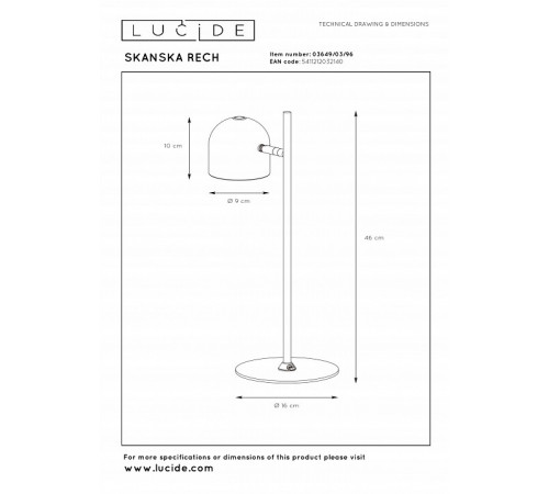 Уличный настольный светильник Lucide Skanska Rech 03649/03/96