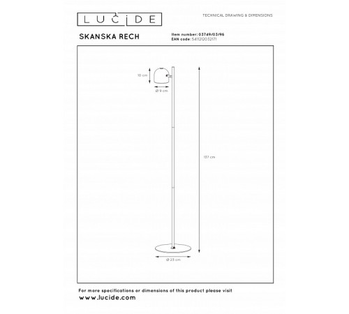 Уличный напольный светильник Lucide Skanska Rech 03749/03/96