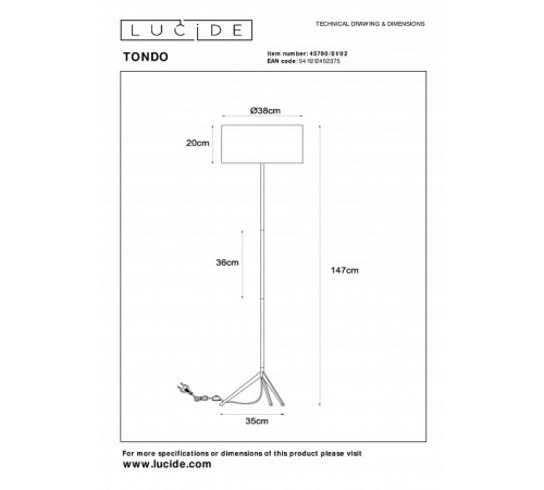 Торшер Lucide Tondo 45790/81/02 Торшер Lucide Tondo 45790/81/02
