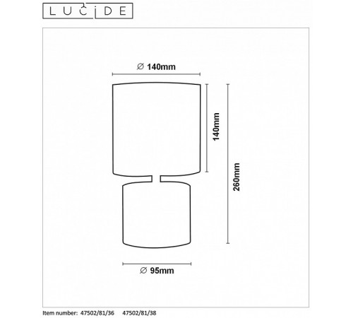 Настольная лампа Lucide Greasby 47502/81/38 Настольная лампа Lucide Greasby 47502/81/38