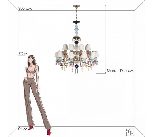 Подвесная люстра Loft IT Grace 10203/12+8 Mult