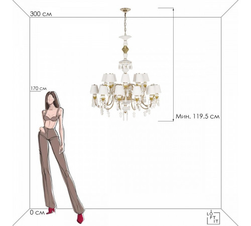 Подвесная люстра Loft IT Grace 10203/12+8 White Подвесная люстра Loft IT Grace 10203/12+8 White