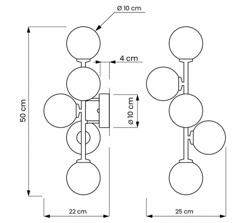 Настенный светильник Lumina Deco Marsiada LDW 6033-5 BK+F.GD