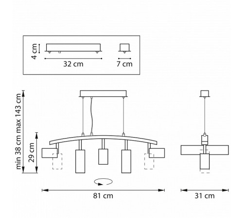 Подвесной светильник Lightstar Rullo LR735363862 (571735+214436-3+214486-2)