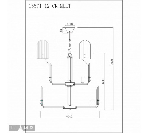 Подвесная люстра iLamp Dolce 15571-12 CR+MULT