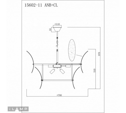 Подвесная люстра iLamp Gramercy 15602-11 ANB+CL