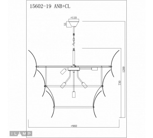 Подвесная люстра iLamp Gramercy 15602-19 ANB+CL