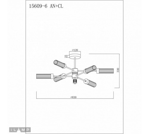 Люстра на штанге iLamp Evolution 15609-6 AN+CL Люстра на штанге iLamp Evolution 15609-6 AN+CL