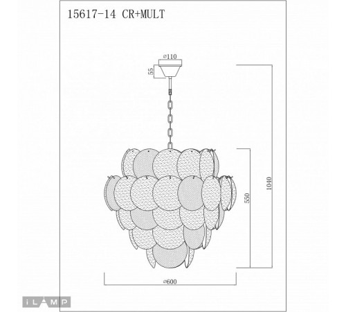 Подвесная люстра iLamp Rivoli 15617-14 CR+MULT