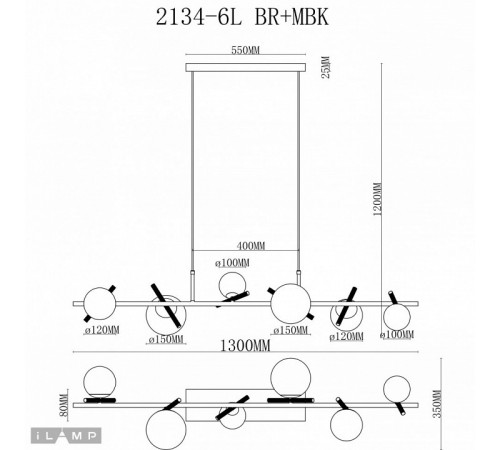 Подвесная люстра iLamp Golden 2134-6L BR+MBK