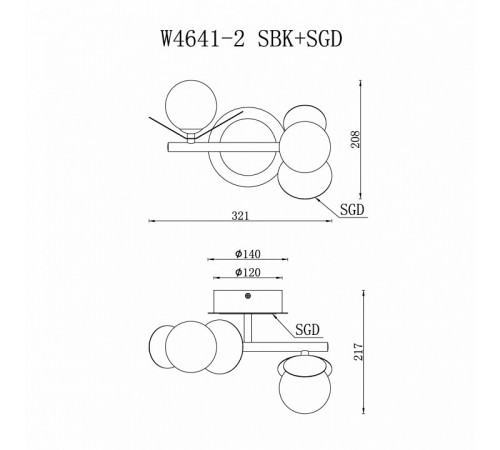 Бра iLedex Savage W4641-2 MBK+SGD Бра iLedex Savage W4641-2 MBK+SGD