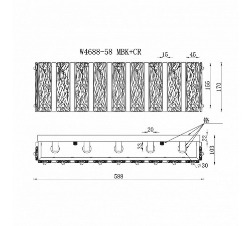 Настенный светильник iLamp Panorama W4688-58 MBK+CR Настенный светильник iLamp Panorama W4688-58 MBK+CR