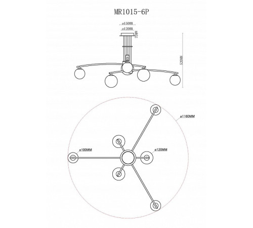 Потолочная люстра Myfar Stacy MR1015-6P Потолочная люстра Myfar Stacy MR1015-6P