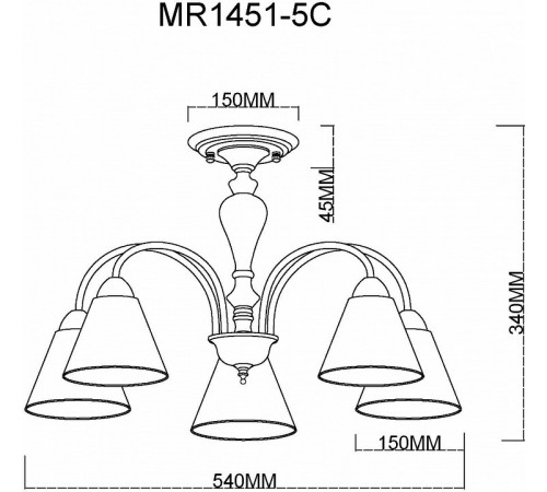 Люстра на штанге MyFar Anna MR1451-5C Люстра на штанге MyFar Anna MR1451-5C
